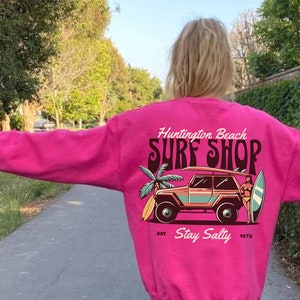 Huntington Beach Sweatshirt Surf Shop Preppy Clothes Y2K Aesthetic Coconut Girl VSCO Crewneck Trendy Sweatshirts Surfer Girl Beachy Sweater