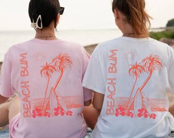 Beach Bum Shirt Summer Tee Beachy Shirts Trendy TS Coconut Girl Clothes Summer Graphic Tees Surf Shirt Coastal T-shirt VSCO Y2K Tops Preppy