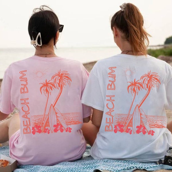 Beach Bum Shirt Summer Tee Beachy Shirts Trendy TS Coconut Girl Clothes Summer Graphic Tees Surf Shirt Coastal T-shirt VSCO Y2K Tops Preppy