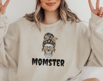 Momster Sweatshirt, Momster Halloween Crewneck, Skull Sweatshirt, Momster Sweater, Mom Halloween Shirt, Damen Halloween, Halloween für Mama