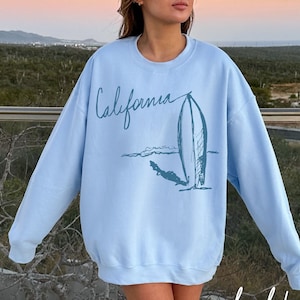Retro California Crewneck Preppy Aesthetic Sweatshirt Preppy Cali Sweatshirt Surfer Sweater Beachy Sweatshirt Y2K Aesthetic California Beach