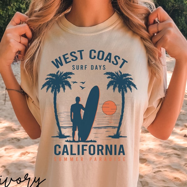 California Surf Shirt Comfort Colors Beach Tee Preppy Clothes Retro California Shirt Aesthetic Preppy Surf Shirt VSCO Clothes Y2k Tee Trendy