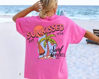 Sunkissed Beach Shirt Coconut Girl Clothes Trendy Summer Tee Surf Tee Oversized Tshirt Graphic Ts Mermaidcore Ocean Insipred Style Surf Top