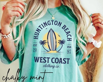 Huntington Beach Shirt Comfort Colors Tees Retro California Tee Vintage Surf Shirt Aesthetic Preppy Beachy Tshirt Trendy Cali VSCO Girl Y2