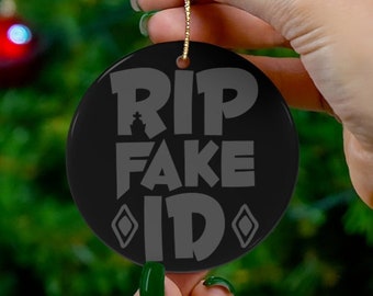 21 Year Old Christmas, Funny 21st Birthday, RIP Fake ID, Christmas Ornaments, Turning 21 Christmas Gift, 21 Birthday Gifts Christmas Ornamen
