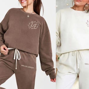 Bridesmaid Sweatsuit Custom Monogram Bridal Party Lounge Bridesmaid Loungewear Pajamas For Bridal Party Bride Sweat Bridesmaid Getting Ready