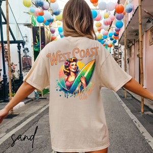 Camisa de playa de la costa oeste Ropa de chica de coco Camiseta de verano de moda Camiseta de surf retro Camiseta gráfica de gran tamaño Ts Mermaidcore Ocean Insipred Ropa preppy imagen 5