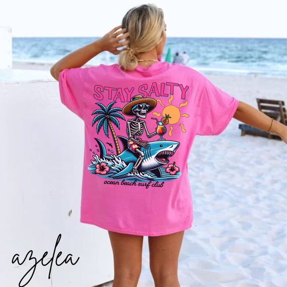 Stay Salty Beach Shirt Trendy Shirt Stay Salty Summer Shirt Coconut Girl Clothes Skeleton Tshirt Coastal Tee Preppy Clothes Graphic T-Shirt