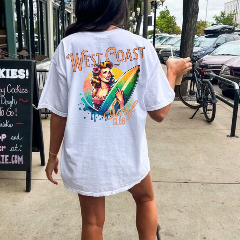 Camisa de playa de la costa oeste Ropa de chica de coco Camiseta de verano de moda Camiseta de surf retro Camiseta gráfica de gran tamaño Ts Mermaidcore Ocean Insipred Ropa preppy imagen 4