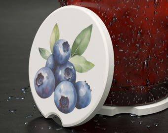 Sottobicchiere per auto a forma di mirtillo, accessori per auto, portabicchieri, sottobicchiere per frutta, sottobicchiere per auto carino, decorazioni per auto, stile preppy, alla moda, estetica per auto, sottobicchiere in pietra ollare, regalo