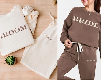 Tute da sposa e sposo Tuta da sposa Tuta da sposa Abito da sposa per prepararsi Set da sposa in felpa Felpe da sposo Regali di nozze personalizzati Set da salotto per la sposa