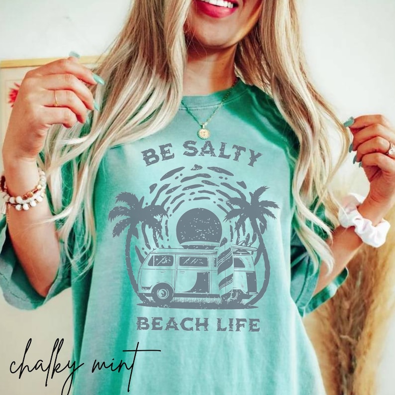 Be Salty Shirt Comfort Colors Beach Life Tee Trendy TS Vintage Graphic Tee Aesthetic Tshirts Preppy Clothes Y2K VSCO Girl Aesthetic Tshirts image 6