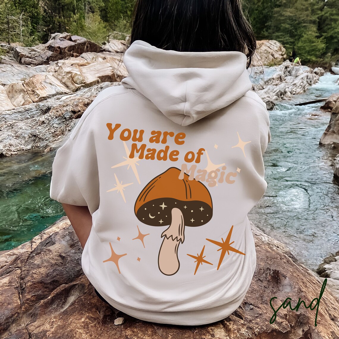 Magic Mushrooms Hoodie Mushroom Sweatshirt Brown Hoodie Etsy