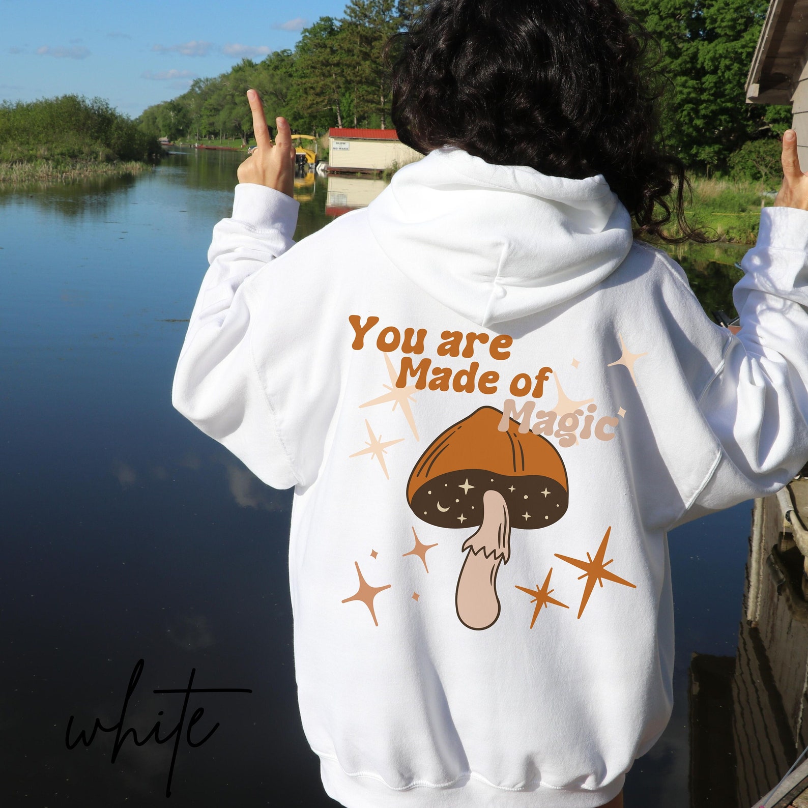 Magic Mushrooms Hoodie Mushroom Sweatshirt Brown Hoodie Etsy