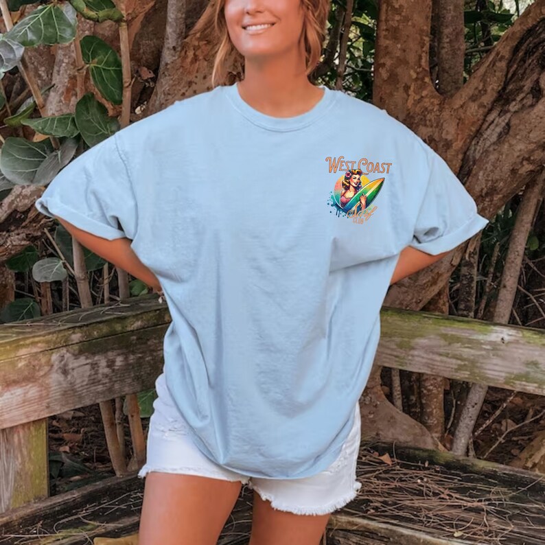 Camisa de playa de la costa oeste Ropa de chica de coco Camiseta de verano de moda Camiseta de surf retro Camiseta gráfica de gran tamaño Ts Mermaidcore Ocean Insipred Ropa preppy imagen 3