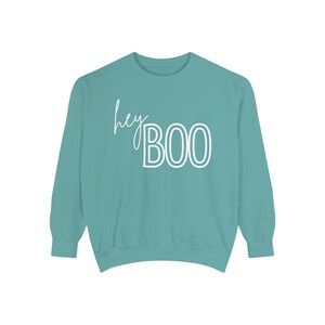Hey Boo Sweatshirt Halloween Crewneck Comfort Colors Sweatshirt Ghost Sweater Trendy Halloween Sweater Ghost Face Preppy Halloween October image 10