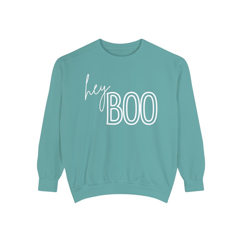 Hey Boo Sweatshirt Halloween Crewneck Comfort Colors Sweatshirt Ghost Sweater Trendy Halloween Sweater Ghost Face Preppy Halloween October image 10