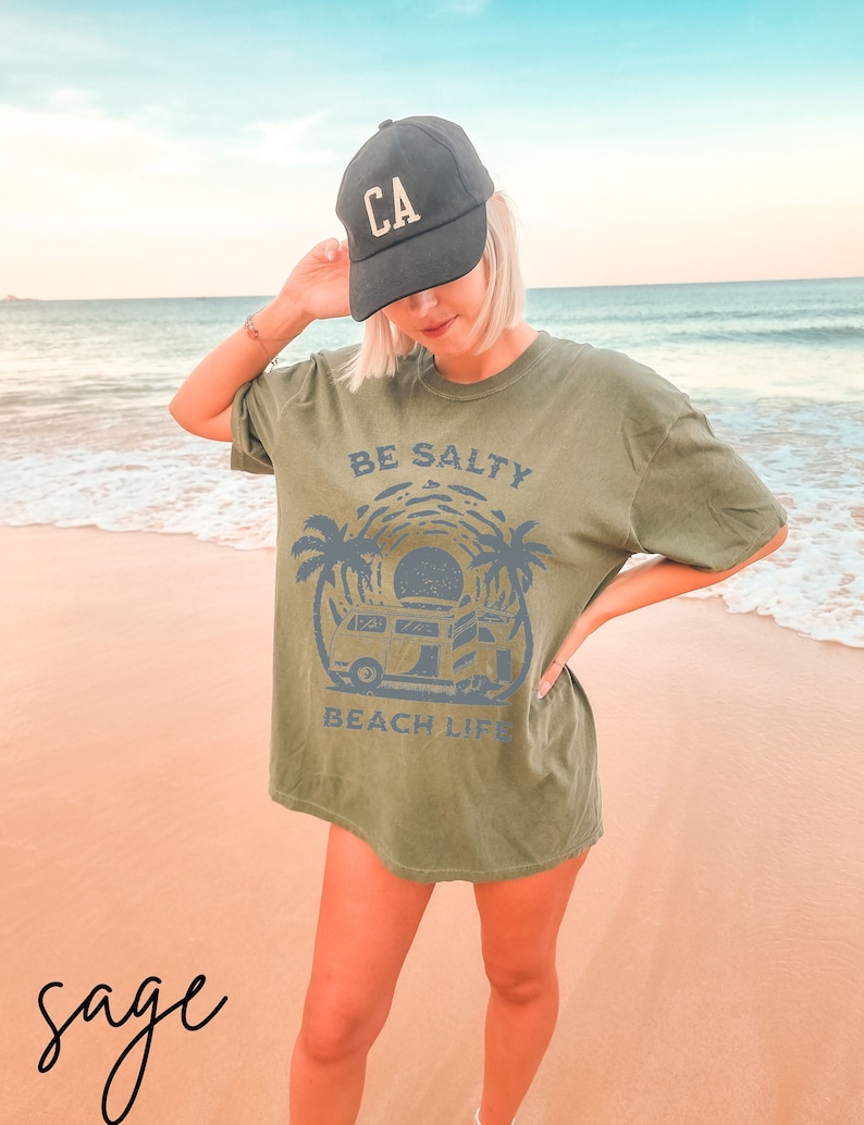 Be Salty Shirt Comfort Colors Beach Life Tee Trendy TS Vintage Graphic Tee Aesthetic Tshirts Preppy Clothes Y2K VSCO Girl Aesthetic Tshirts image 4
