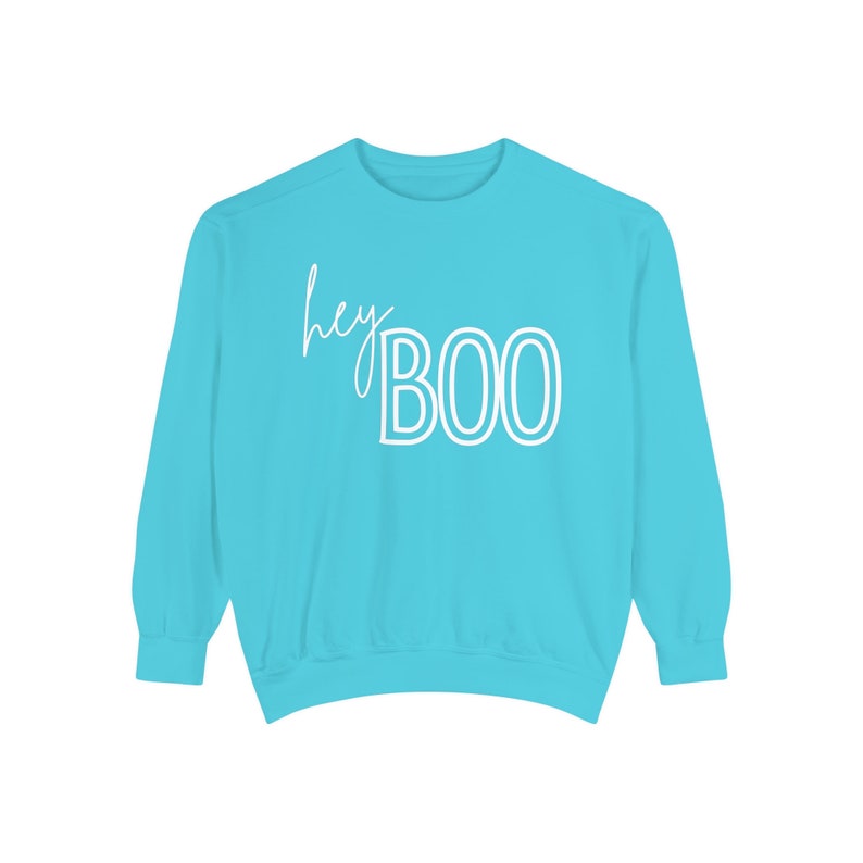 Hey Boo Sweatshirt Halloween Crewneck Comfort Colors Sweatshirt Ghost Sweater Trendy Halloween Sweater Ghost Face Preppy Halloween October image 8