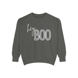 Hey Boo Sweatshirt Halloween Crewneck Comfort Colors Sweatshirt Ghost Sweater Trendy Halloween Sweater Ghost Face Preppy Halloween October image 9
