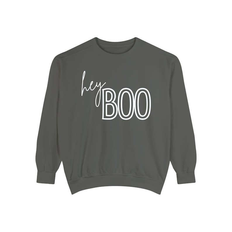 Hey Boo Sweatshirt Halloween Crewneck Comfort Colors Sweatshirt Ghost Sweater Trendy Halloween Sweater Ghost Face Preppy Halloween October image 9