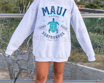 Maui Sweatshirt Surf Shop Sweater Hawaiian Crewneck Sea Turtle Shirt Y2k Sweatshirt Trendy Aesthetic Preppy Clothes VSCO Sweatshirt Beachy