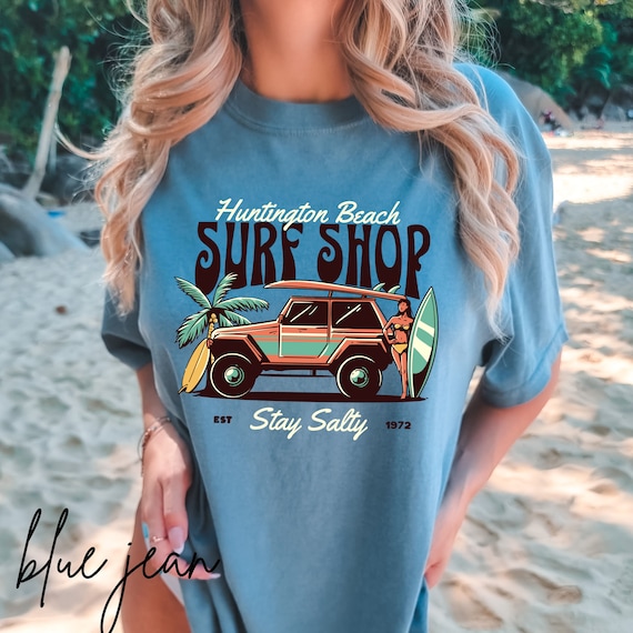 Huntington Beach Surf Shop Tee Comfort Colors Trendy TS Preppy Clothes  Surfer Girl Beach T Shirt VSCO Tee Y2K Aesthetic Graphics Tee Women -   Canada