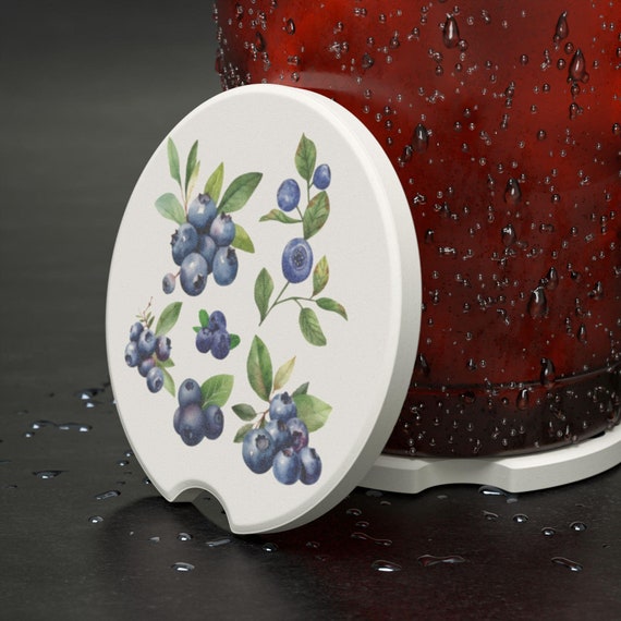 Blueberry Car Coaster Soapstone Coaster Car Stuff Cute Car Coasters Car Cup Car Accessories Car Decor Blueberry Car Decor Fruit Car Gifts
