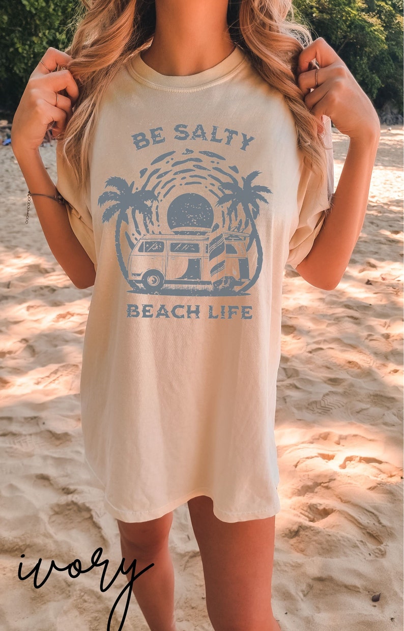 Be Salty Shirt Comfort Colors Beach Life Tee Trendy TS Vintage Graphic Tee Aesthetic Tshirts Preppy Clothes Y2K VSCO Girl Aesthetic Tshirts image 3