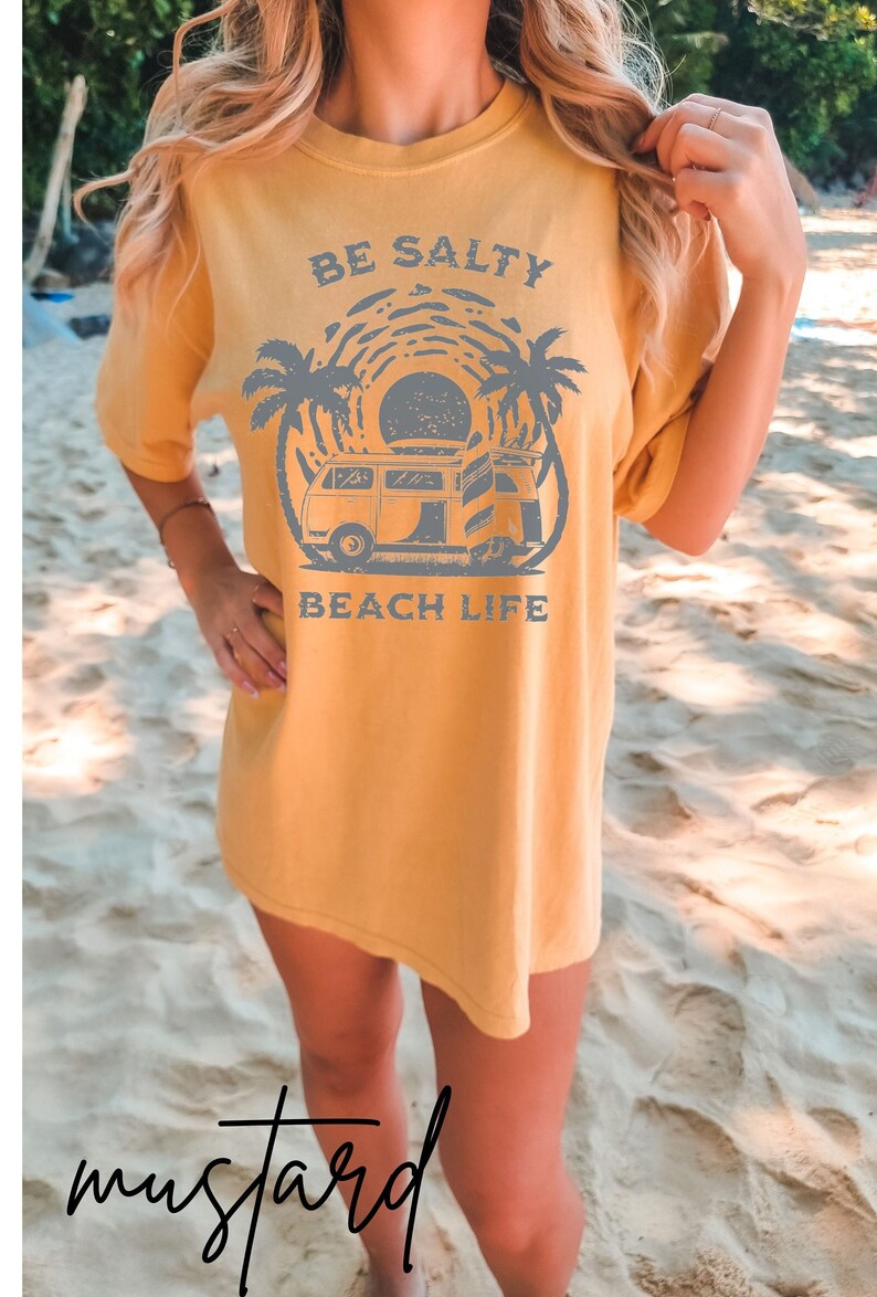 Be Salty Shirt Comfort Colors Beach Life Tee Trendy TS Vintage Graphic Tee Aesthetic Tshirts Preppy Clothes Y2K VSCO Girl Aesthetic Tshirts image 1