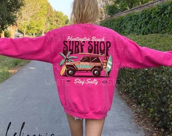 Huntington Beach Sweatshirt Surf Shop Preppy Clothes Y2K Aesthetic Coconut Girl VSCO Crewneck Trendy Sweatshirts Surfer Girl Beachy Sweater