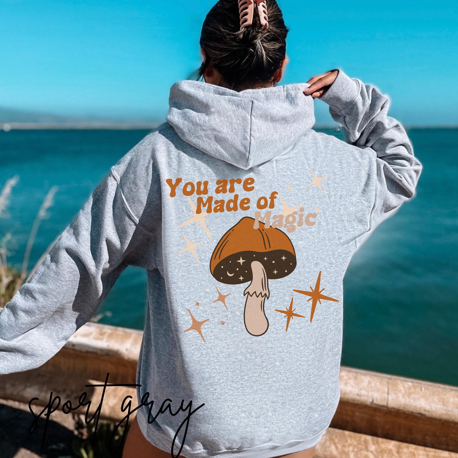 Magic Mushrooms Hoodie Mushroom Sweatshirt Brown Hoodie Etsy