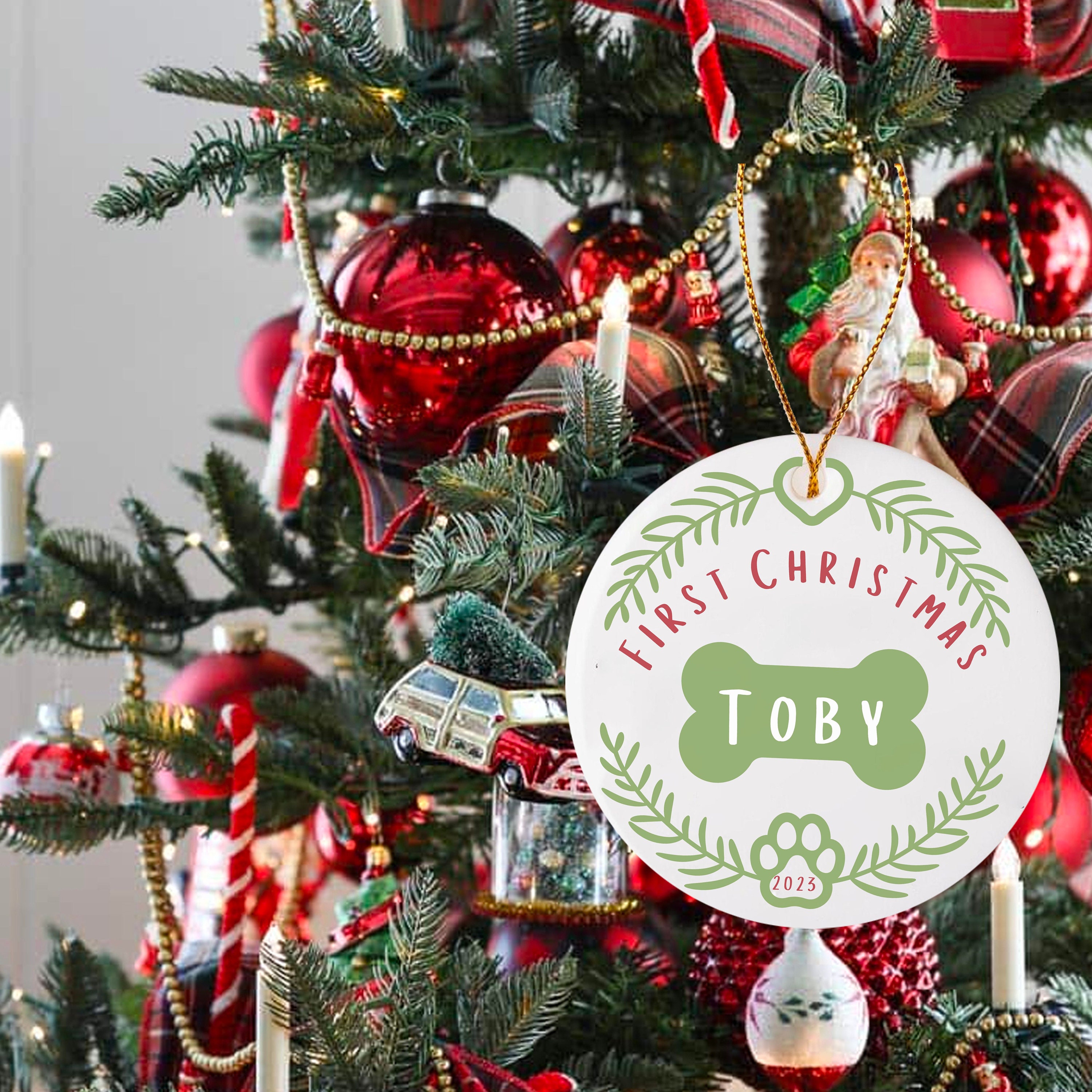 Dogs First Christmas Ornament Personalized Dog Ornament New Etsy