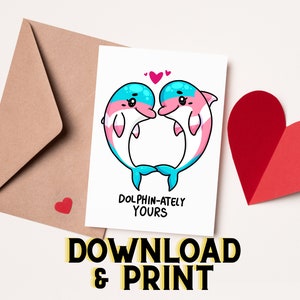 Trans Pride Valentine&#39;s Card | Printable Love Greeting Card | Instant Digital Download | LGBTQIA Print at Home Card