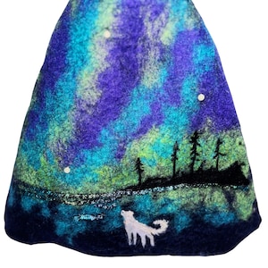 Custom felt  Sauna Hat - Northern Lights