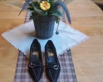 Chadwicks Vintage Black Suede Embellished Sz. 6.5 Heeled Dress Shoes