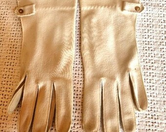 Vintage Hansen Pignylon Hand Sewn Detail Dress Cream Gloves