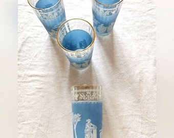 Wedgewood Vintage Set of 4 Glasses goes with Blue White Jasperware