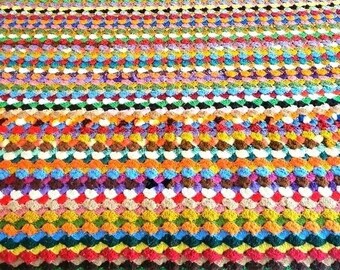 Vintage Handmade Colorful Blanket Throw