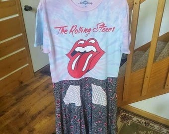 The Rolling Stones "What a Frock" Short Sleeve Midi Sz. M Dress w Front Pockets