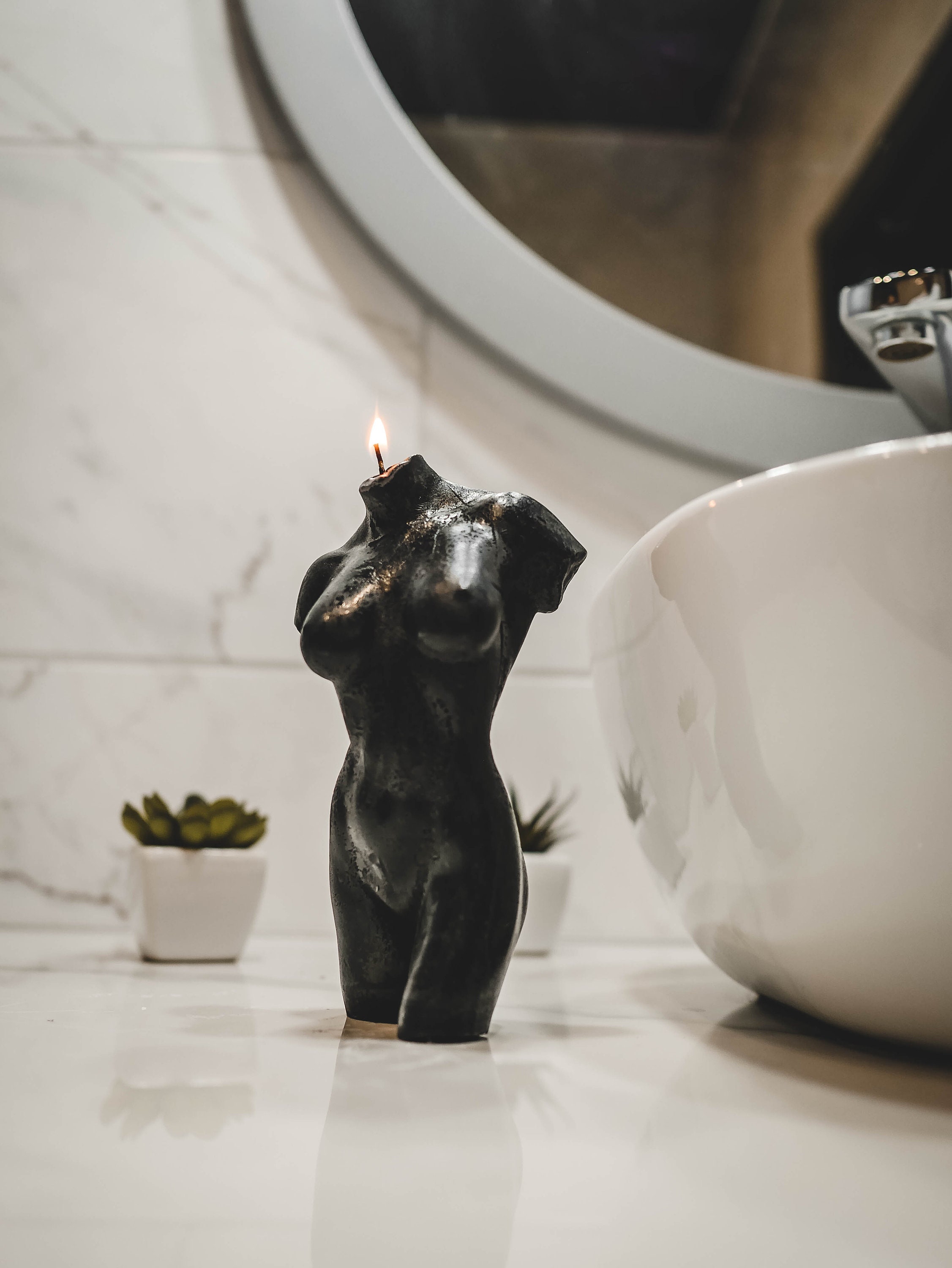 Female Figure Candle/15 cm/ Black body candle/ Female Body Etsy