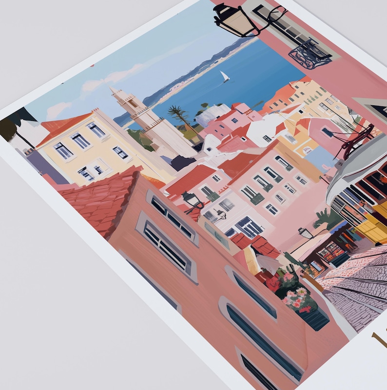 Lisbon Portugal Travel Poster, Portugal Wall Art, Lisbon Print, Home Decor, Birthday Present, Personalised Travel Poster image 6