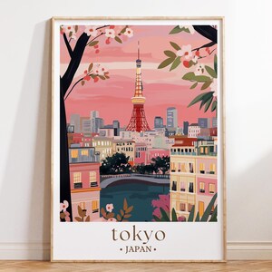 Impression de Tokyo Japon, Impression de Tokyo, Art mural japonais, Impression japonaise, Art de Tokyo, Décoration murale japonaise, Impression du Mont Fuji, Art de fleurs de cerisier