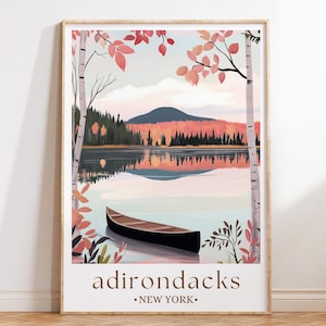 Adirondacks New York Poster, Nature Wall Art, Mountain Landscape Print, Autumn Forest Scene, Upstate NY Decor, Scenic Travel Art
