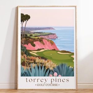 Impresión del campo de golf Torrey Pines, arte costero de golf, paisaje de San Diego, decoración de golf, regalo de viaje, regalo para golfistas