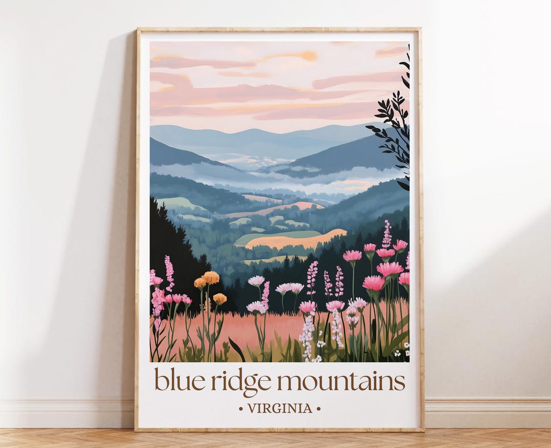 Blue Ridge Mountains Virginia Travel Poster, Scenic Landscape Print ...