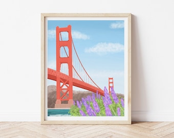 San Francisco Wall Art, San Francisco Print, San Francisco prints, Golden gate bridge, California poster, California Art Print