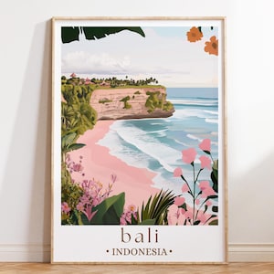 Bali Coastal Travel Poster, Scenic Indonesian Landscape Print, Exotic Getaway Wall Art, Beach Vacation Decor, Gift