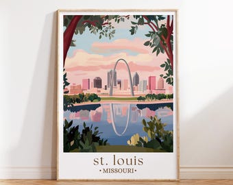 St. Louis Missouri Travel Poster, American City Art, Historic Landmark Print, Travel Decor, St. Louis Getaway Gift