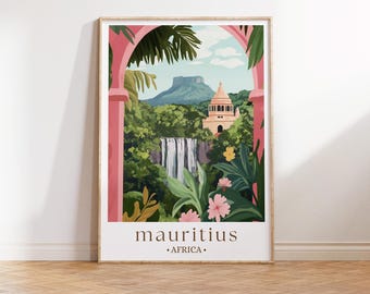 Mauritius Evening Travel Poster, Indian Ocean Wall Art, Ideal for Birthday and Wedding Gifts, Home Decor